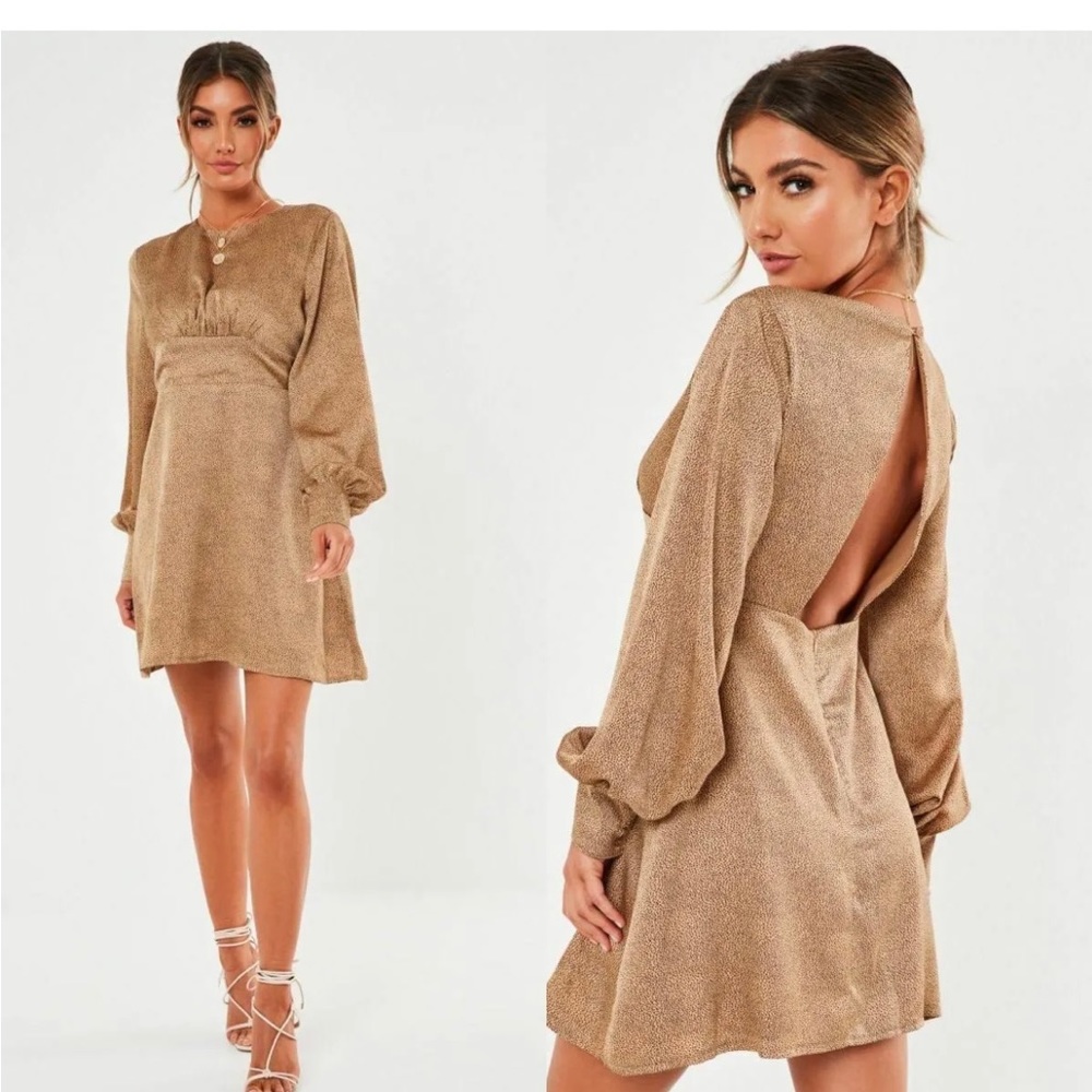 Misguided long sleeve key hole back dress